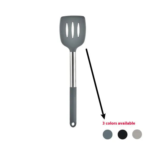12-piece silicone kitchen utensil set with rotating storage bucket in black, includes spatula, ladel, and cooking tools