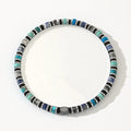Bohemian cylindrical semi-precious stone bracelet, hand-woven natural stone geometry style BB24062013A