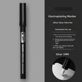 Waterproof mirror marker pen with plastic body, shown with 1mm and 2mm fine tip options.