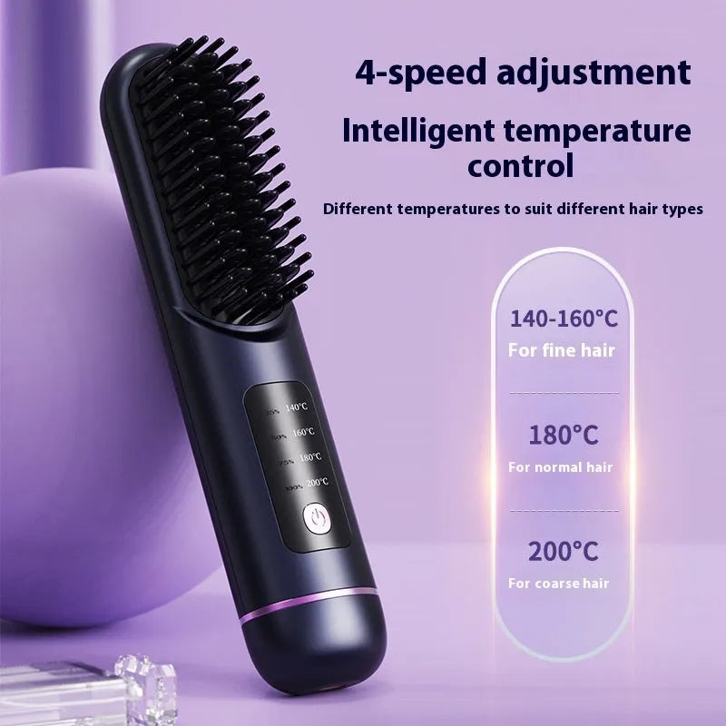 USB-C rechargeable negative ion hair comb in white, dark blue, or grey colours