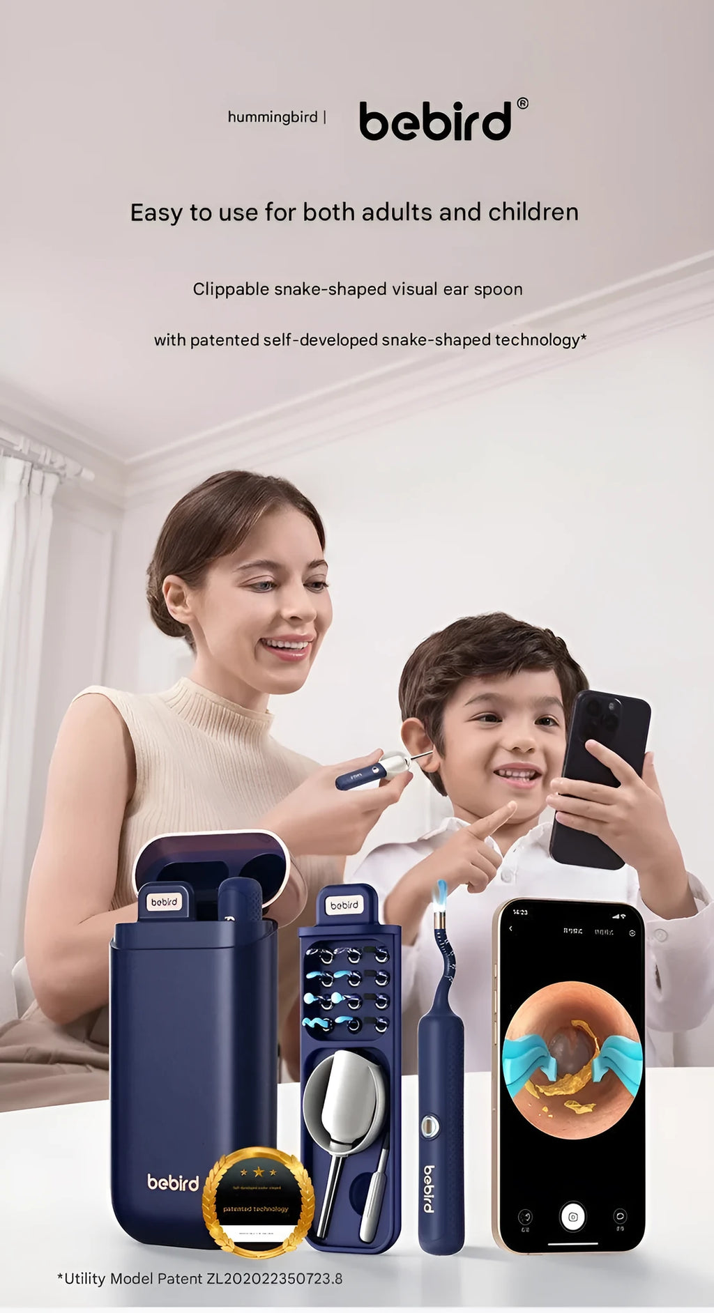 Bebird 3Plus smart visual ear scoop wireless WiFi ear cleaning set with camera in blue