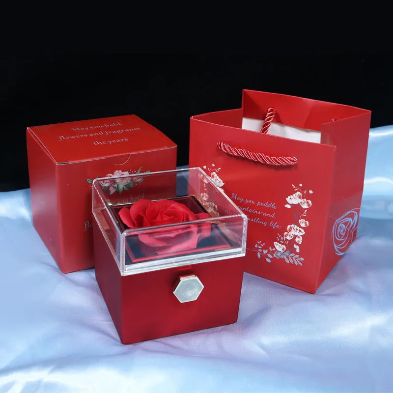 80 mm plastic reversible jewellery box cube for rings and pendants with handbag