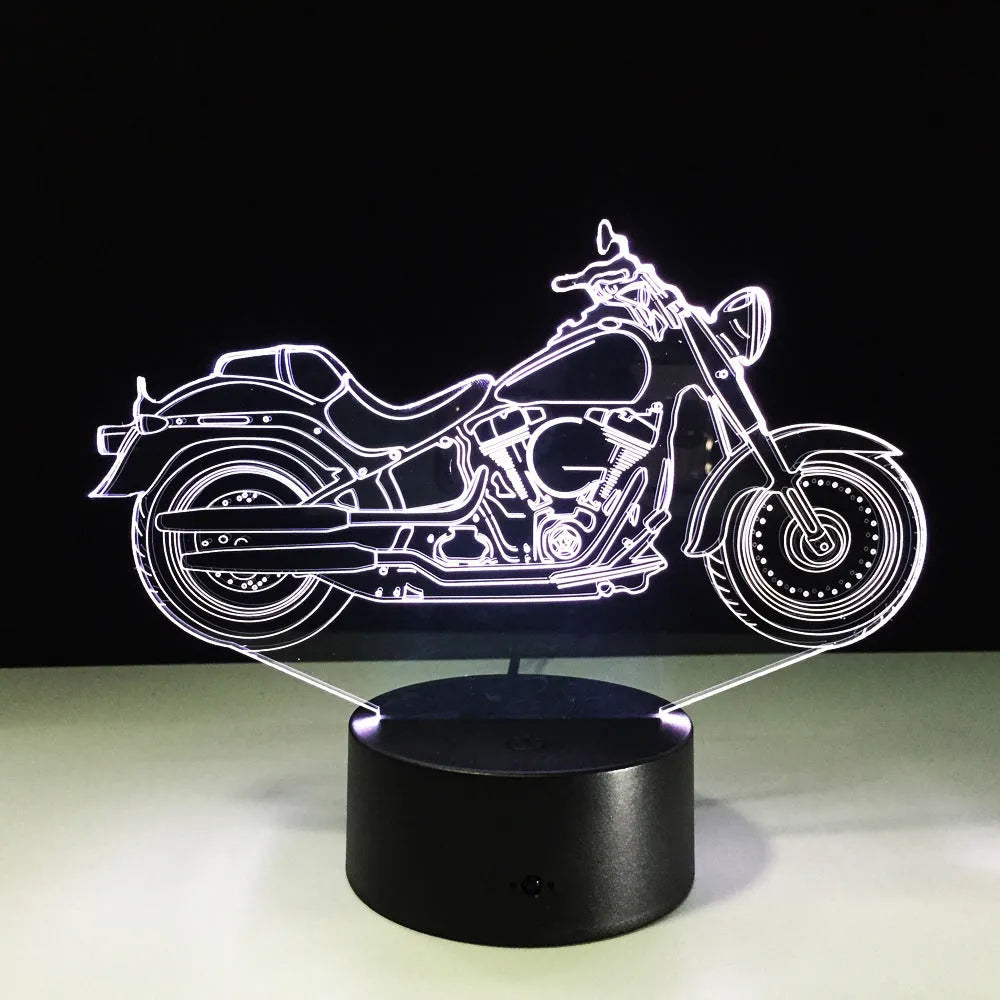 Motorcycle 3D night light with 7 colour touch switch, USB powered, 200 x 150 x 87mm acrylic and ABS base