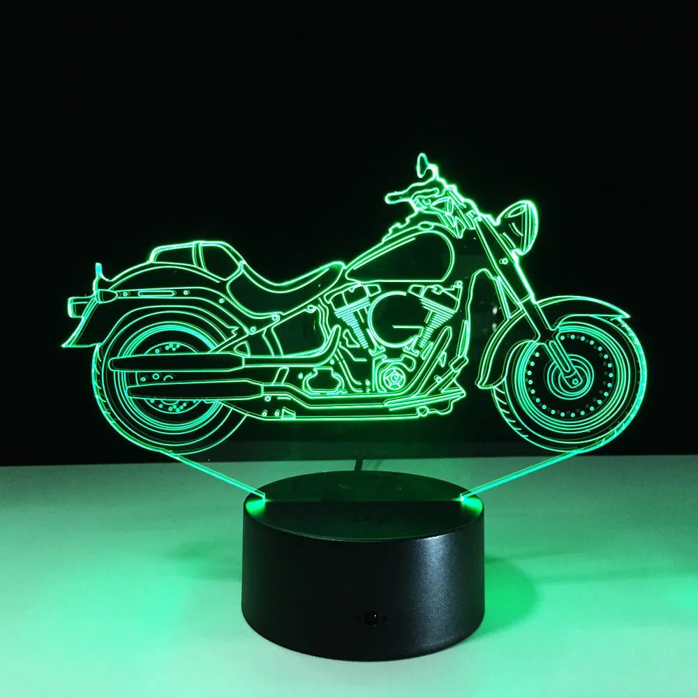 Motorcycle 3D night light with 7 colour touch switch, USB powered, 200 x 150 x 87mm acrylic and ABS base