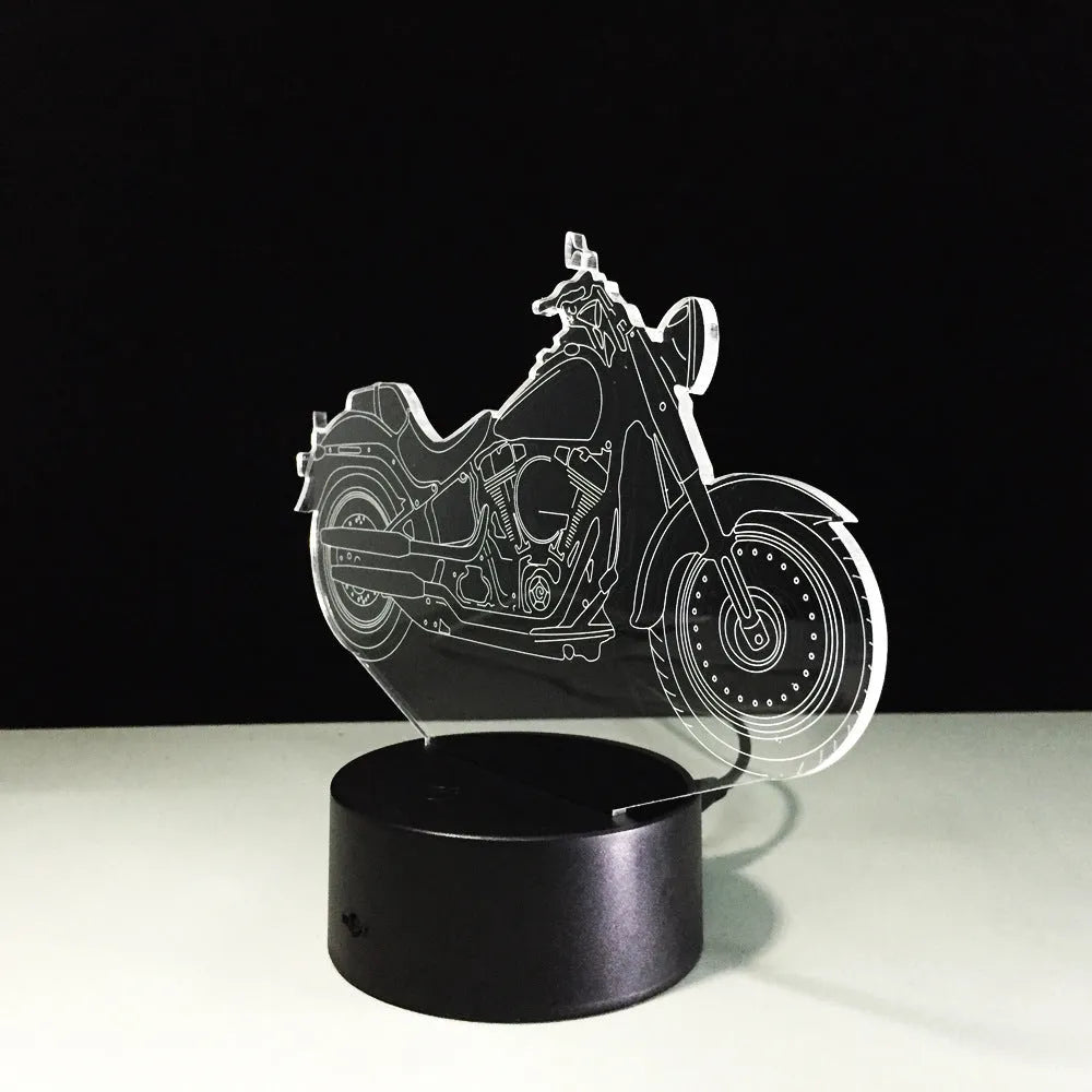 Motorcycle 3D night light with 7 colour touch switch, USB powered, 200 x 150 x 87mm acrylic and ABS base