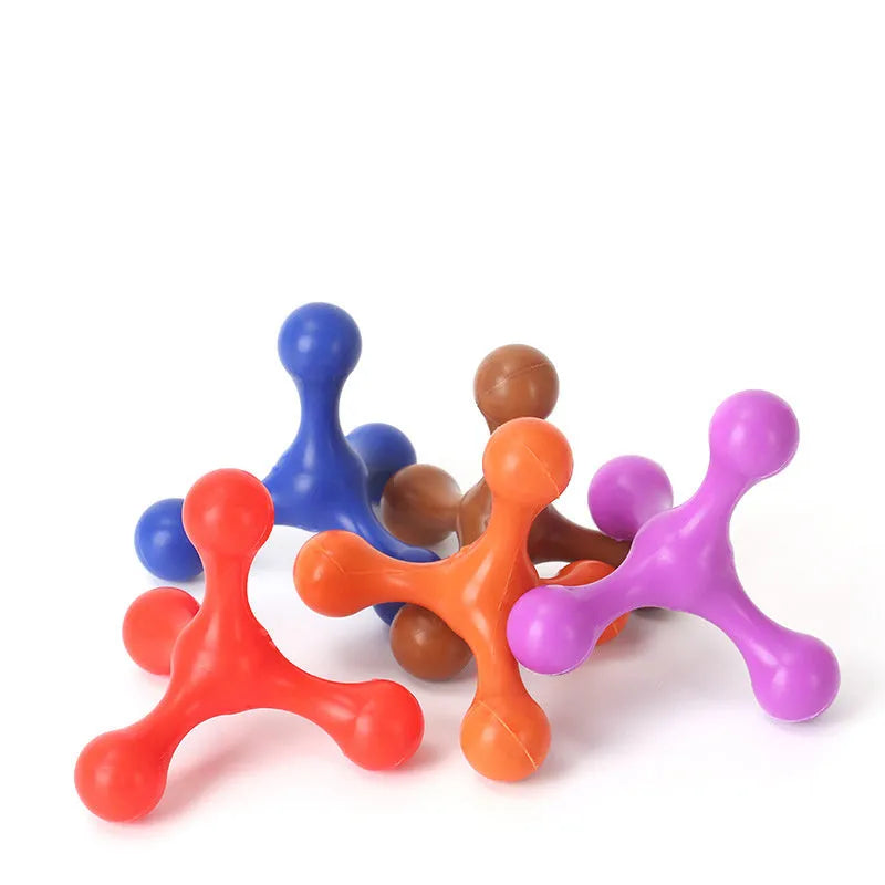 Silicone three-legged chew toy for small medium dogs in various colours