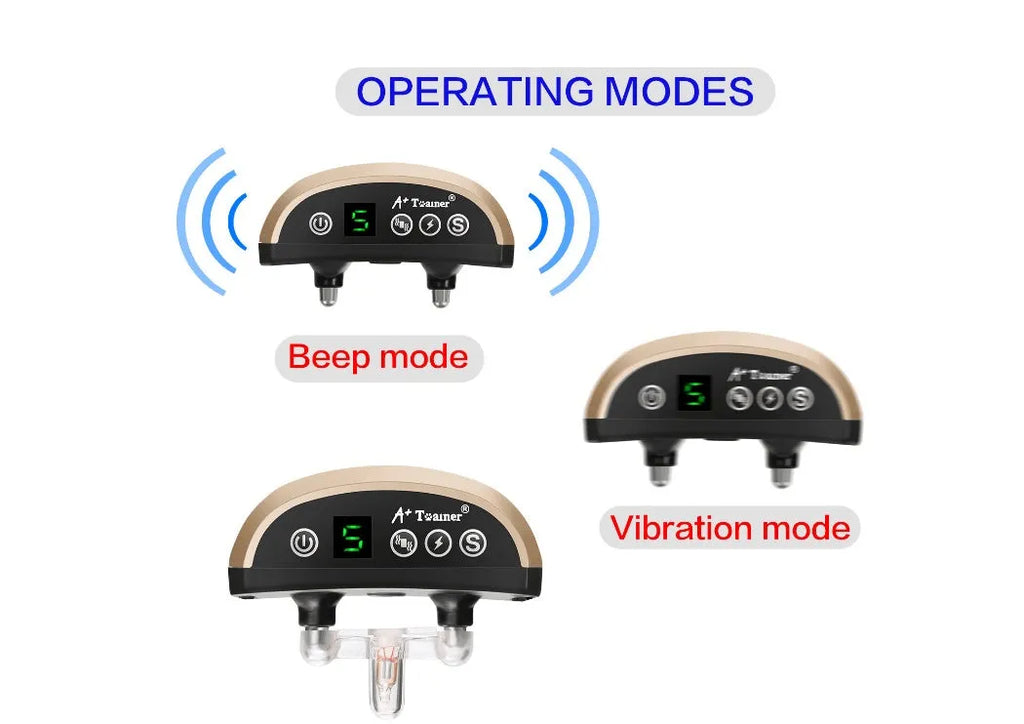 Electronic dog training bark collar with digital display and adjustable strap in black colour