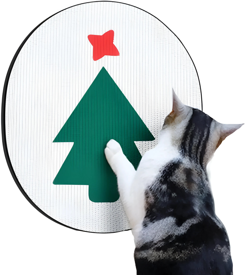 Wall mounted vertical cat scratcher with corrugated cardboard surface measuring 35cm by 44cm