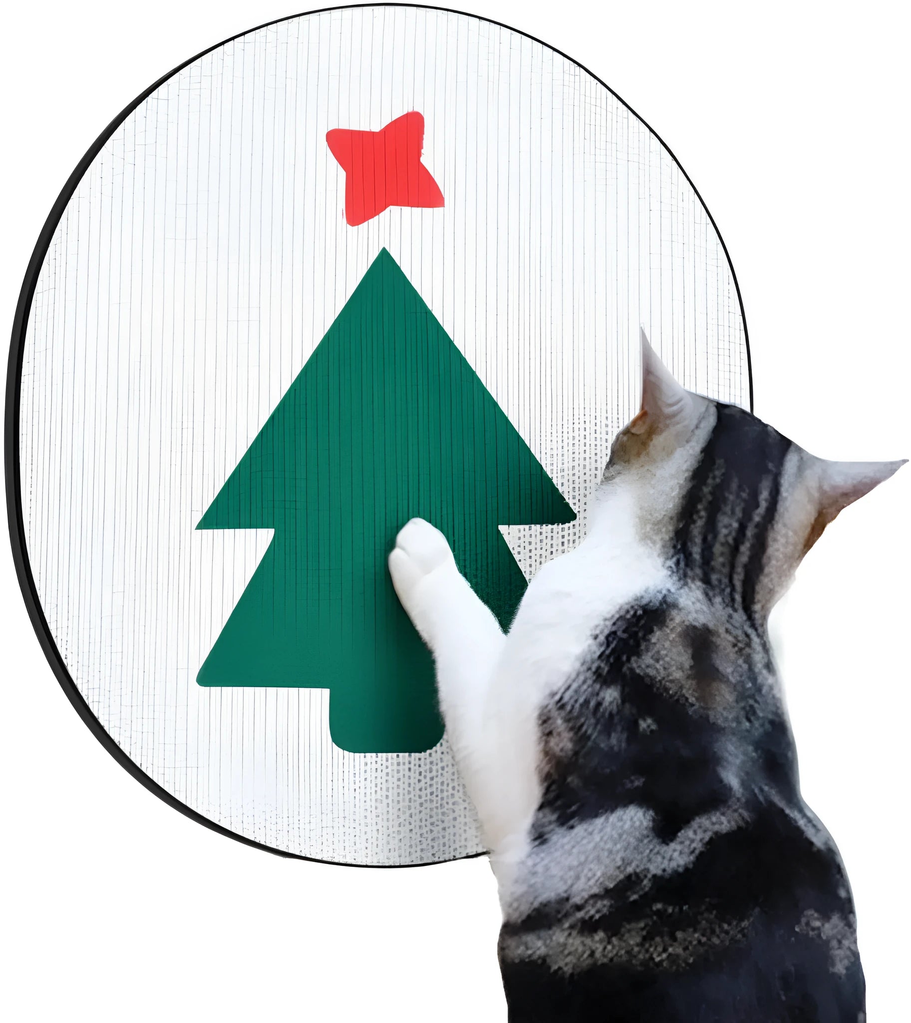 Wall mounted vertical cat scratcher with corrugated cardboard surface measuring 35cm by 44cm