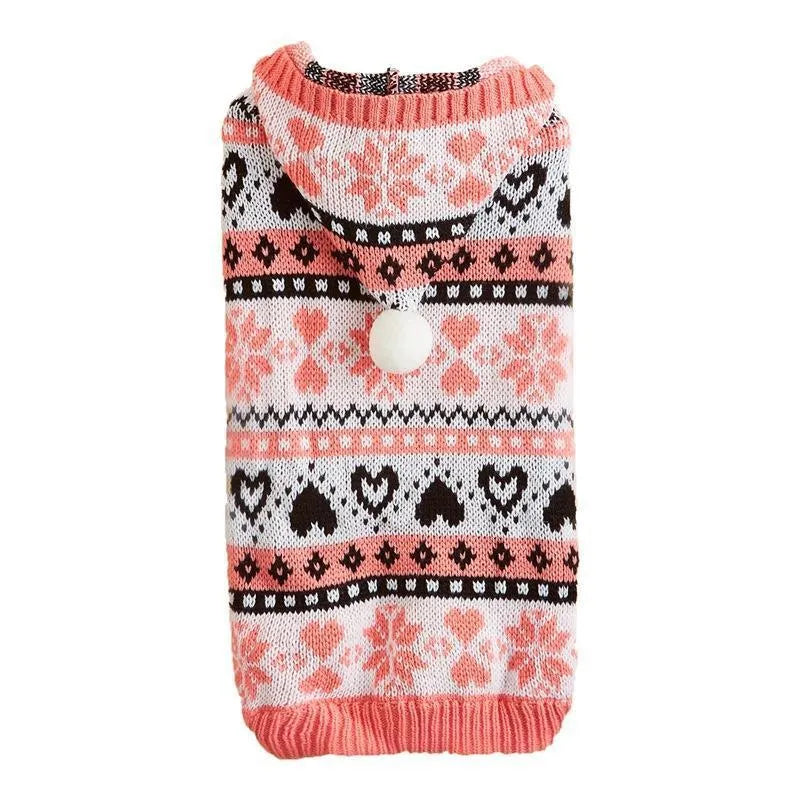 Striped camouflage dog sweater with snowflake pattern in acrylic knit for small dogs