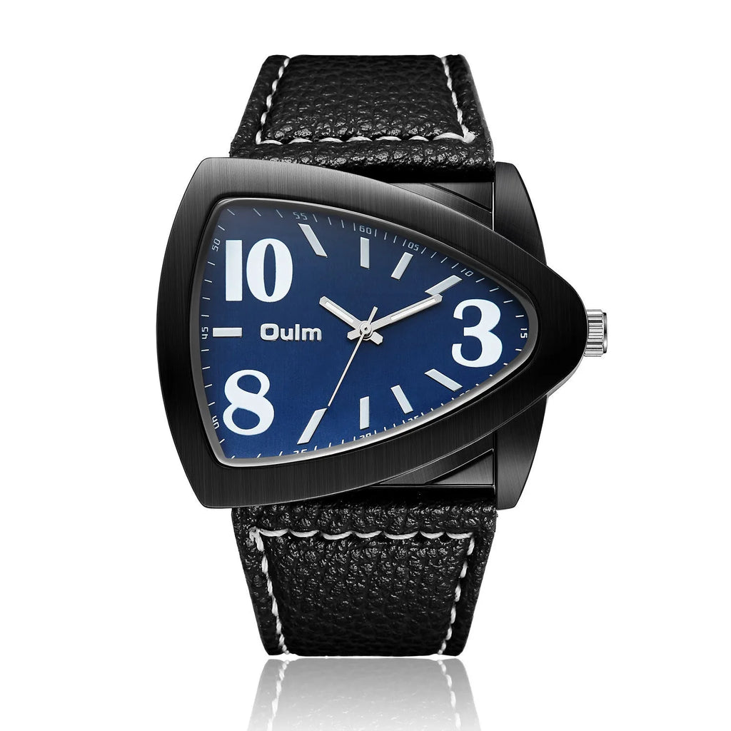 Men's casual brown watch with a triangular belt strap and slim profile.