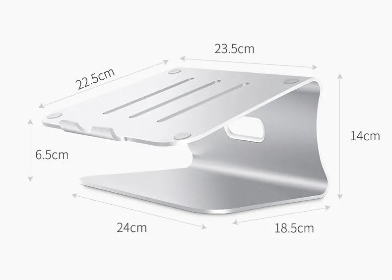 Aluminium alloy notebook cooling bracket with rotary mechanism in silver or grey colour