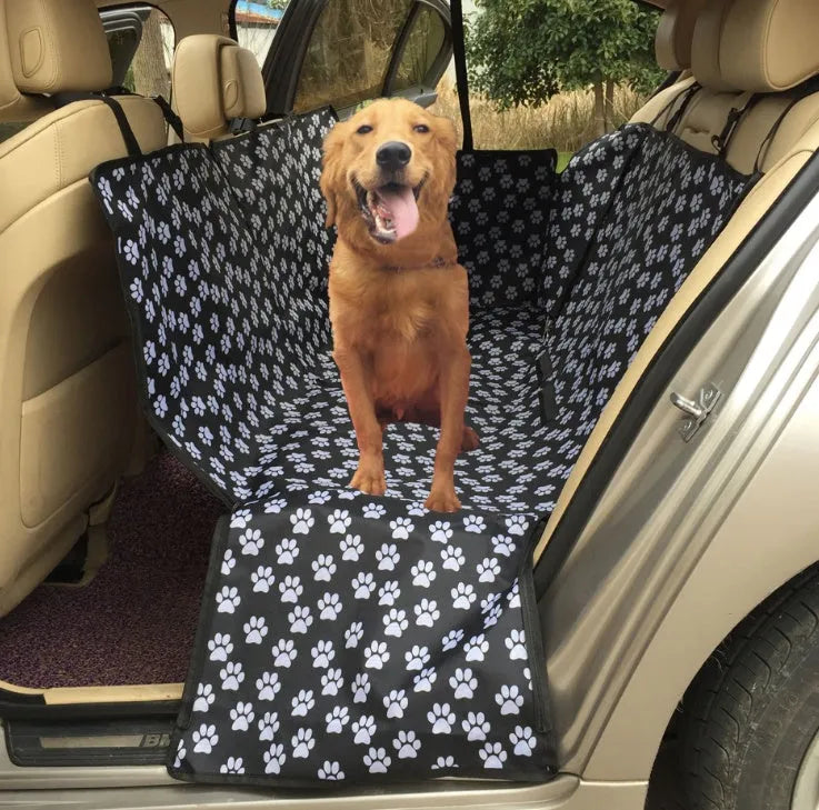Waterproof dog car seat cover 130x150x55cm for rear double seats with safety belt and zipper access