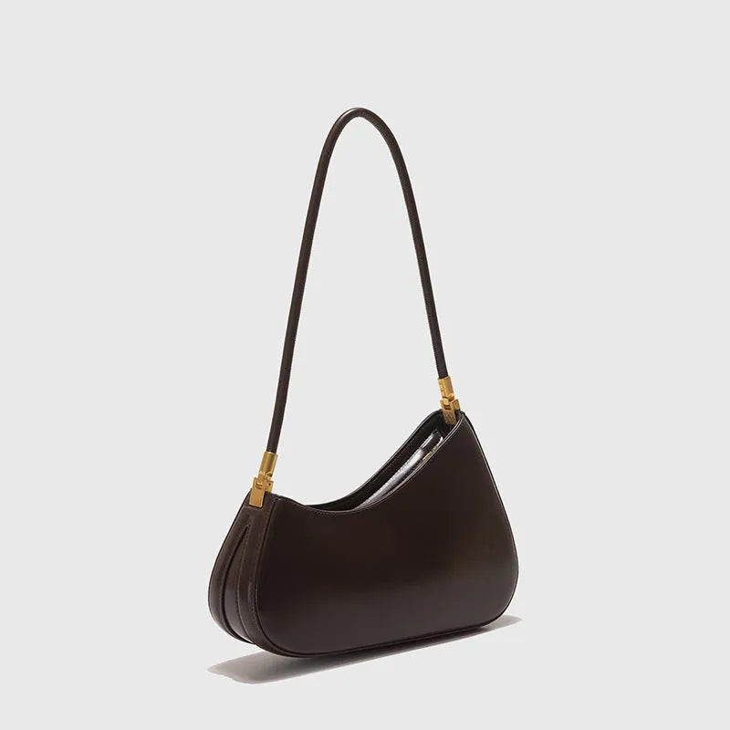 Retro oval women's underarm bag in PU leather with single shoulder strap and internal zipper compartment