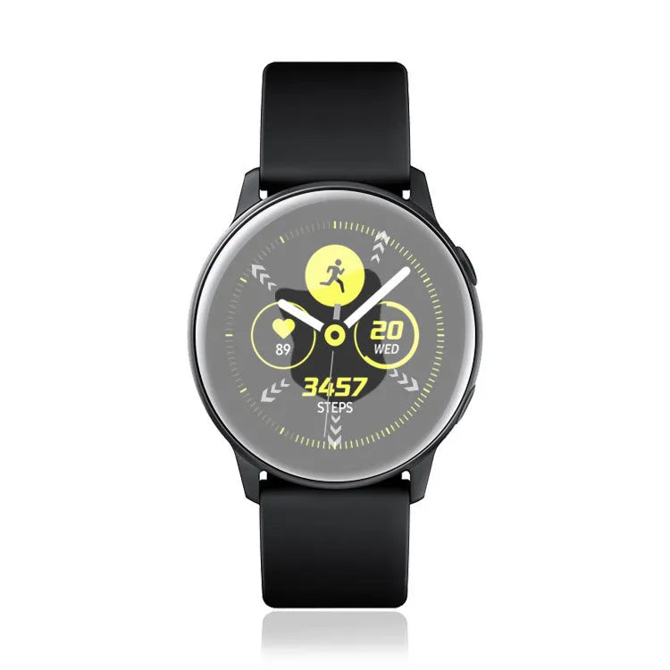 Transparent tempered glass screen protector for Samsung Galaxy Watch Active display.