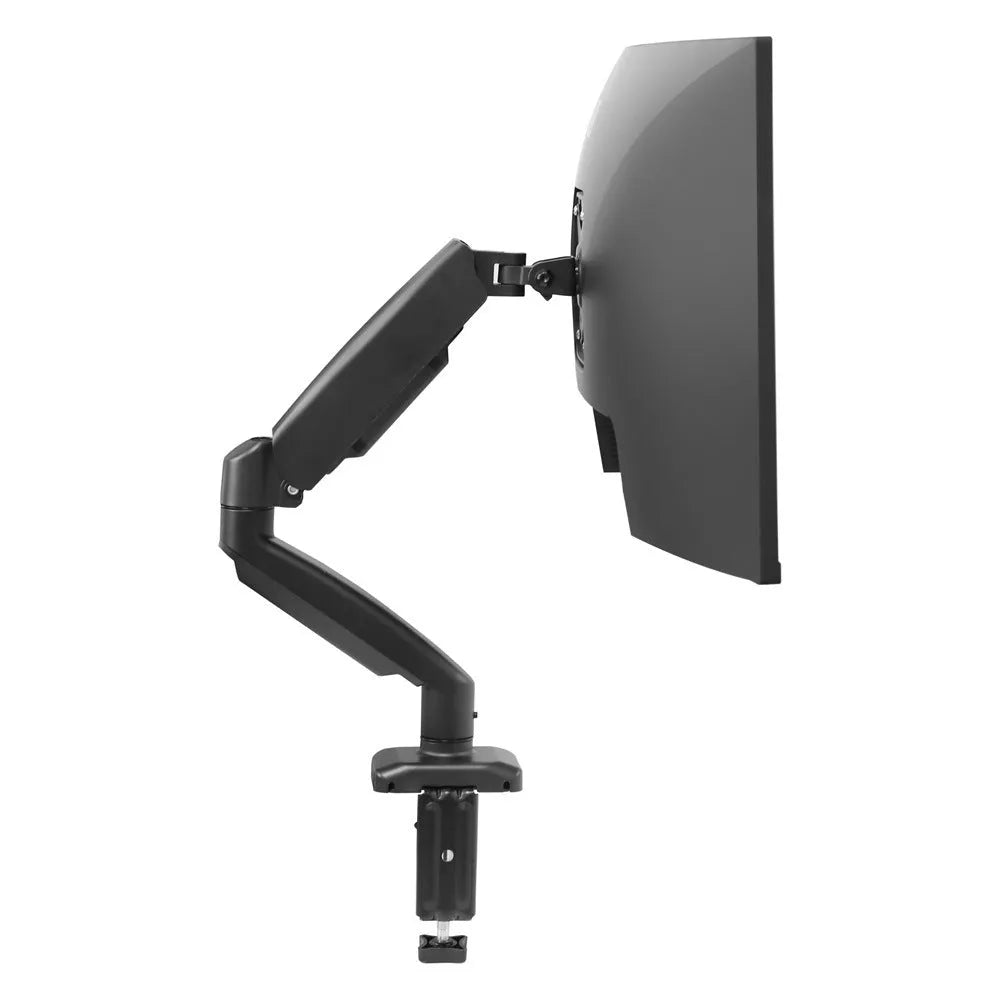 Black LCD screen rotating telescopic bracket elevated on desk