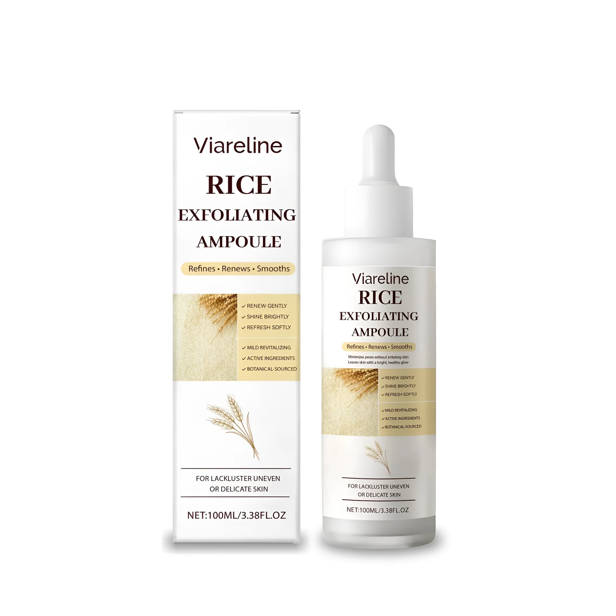 Rice Moisturizing Exfoliating Liquid 100ml bottle with ingredient list and capacity label