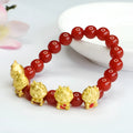 Red agate Chinese dragon bracelet with 8mm beads and traditional cultural design