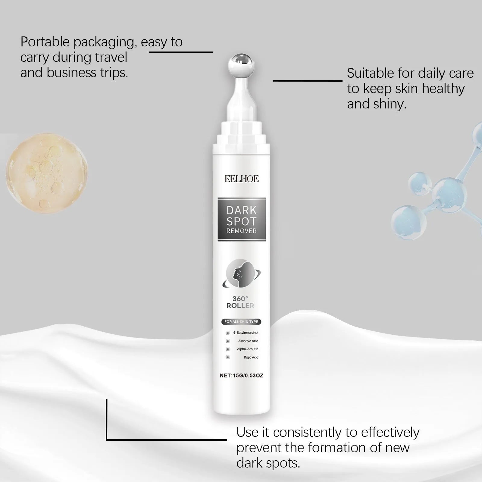 15g facial essence cream in packaging with jojoba oil and brightening ingredients