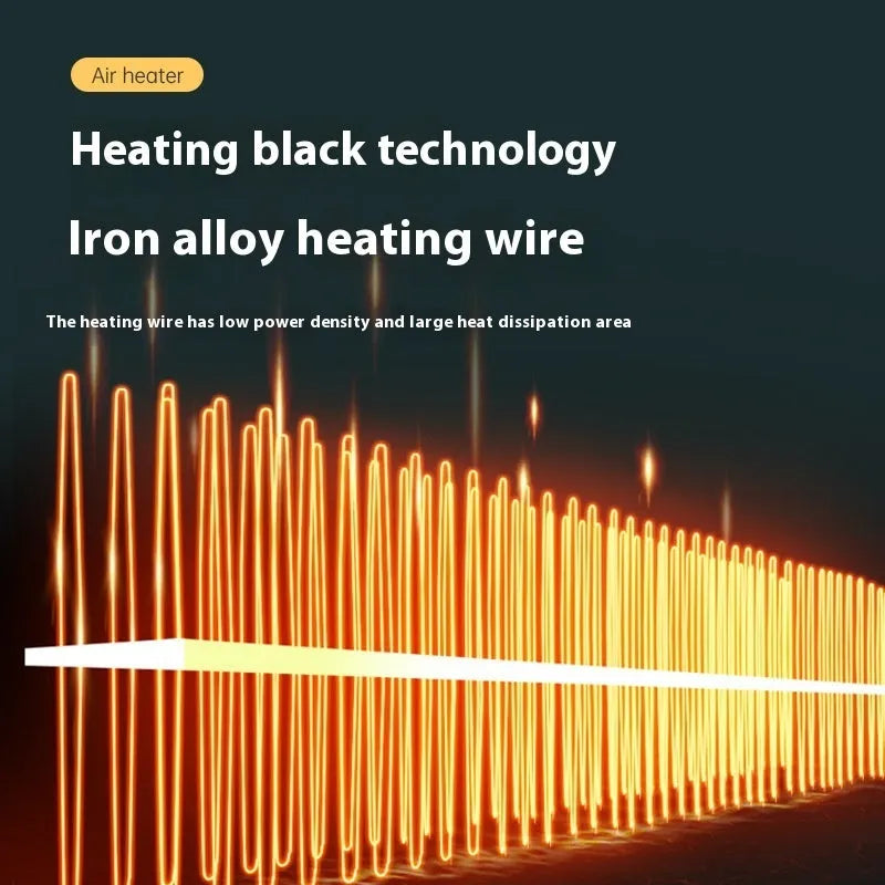 White compact desktop electric heater showing front grille and control buttons