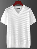 Men's Korean style ice silk T-shirt in black and white colours with V-neck and round neck options