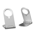 Silver vertical adjustable magnetic phone bracket for iPhone 12 series showing 105mm x 110mm dimensions