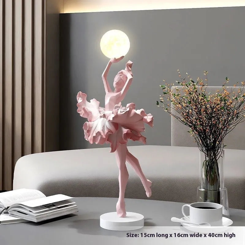 Art girl atmosphere modern USB night lamp in black gold, white, pink, or light blue colour.