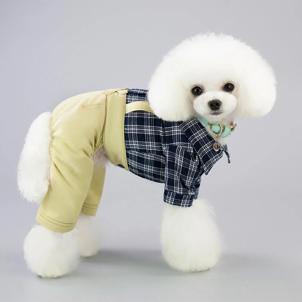 Cotton dog clothing in yellow and khaki for spring and summer, sizes XS to XXL