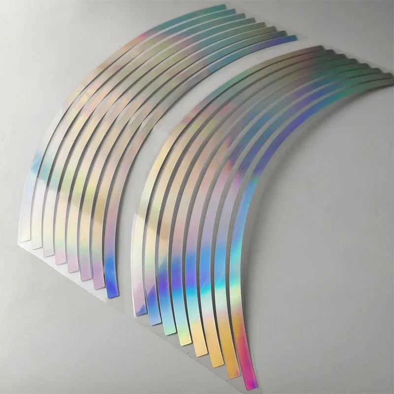 Waterproof laser reflective stickers for car motorcycle wheel hubs in four sizes