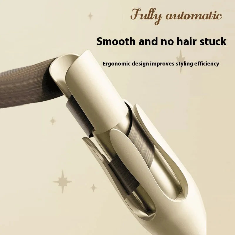 White and pink automatic hair curler with 32mm barrel and corded power supply