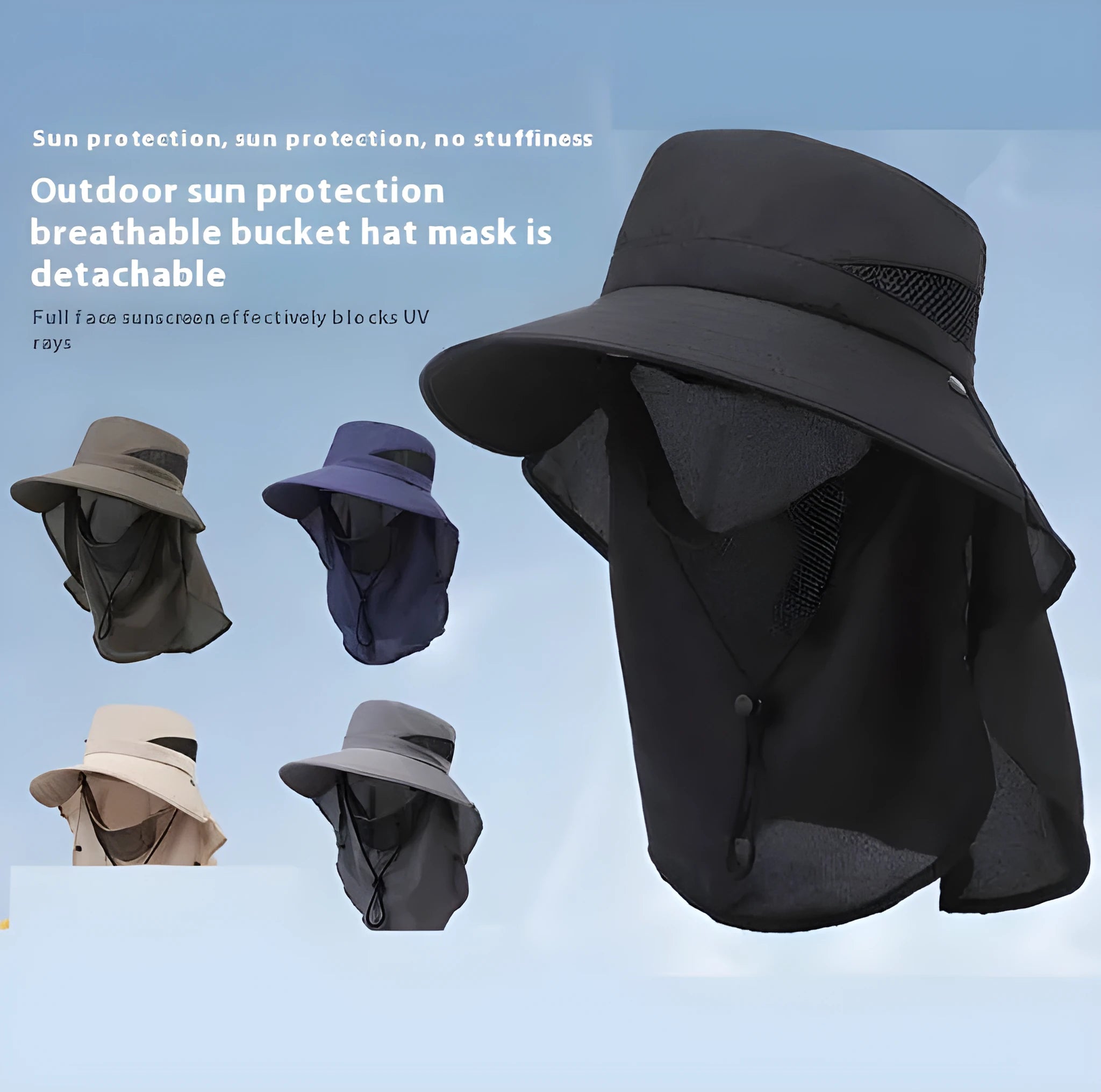 Men's adjustable polyester fisherman hat with wide brim for sun protection