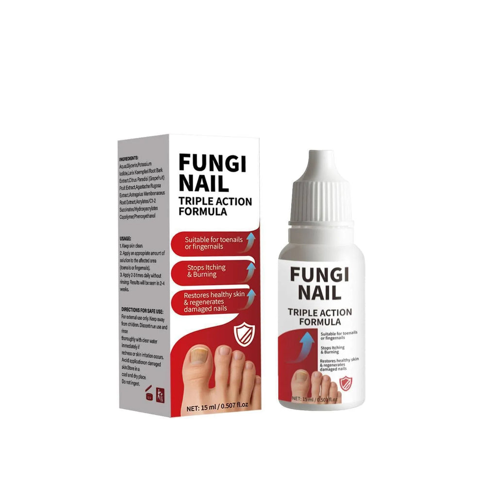 15ml bottle of anti-fungal nail repair solution with brush applicator for fungal infection treatment.