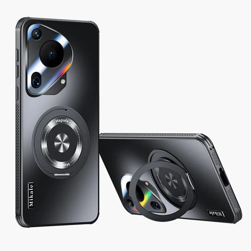 Graphite Black metal phone case with rotating bracket and magnetic suction for Huawei Mate 60