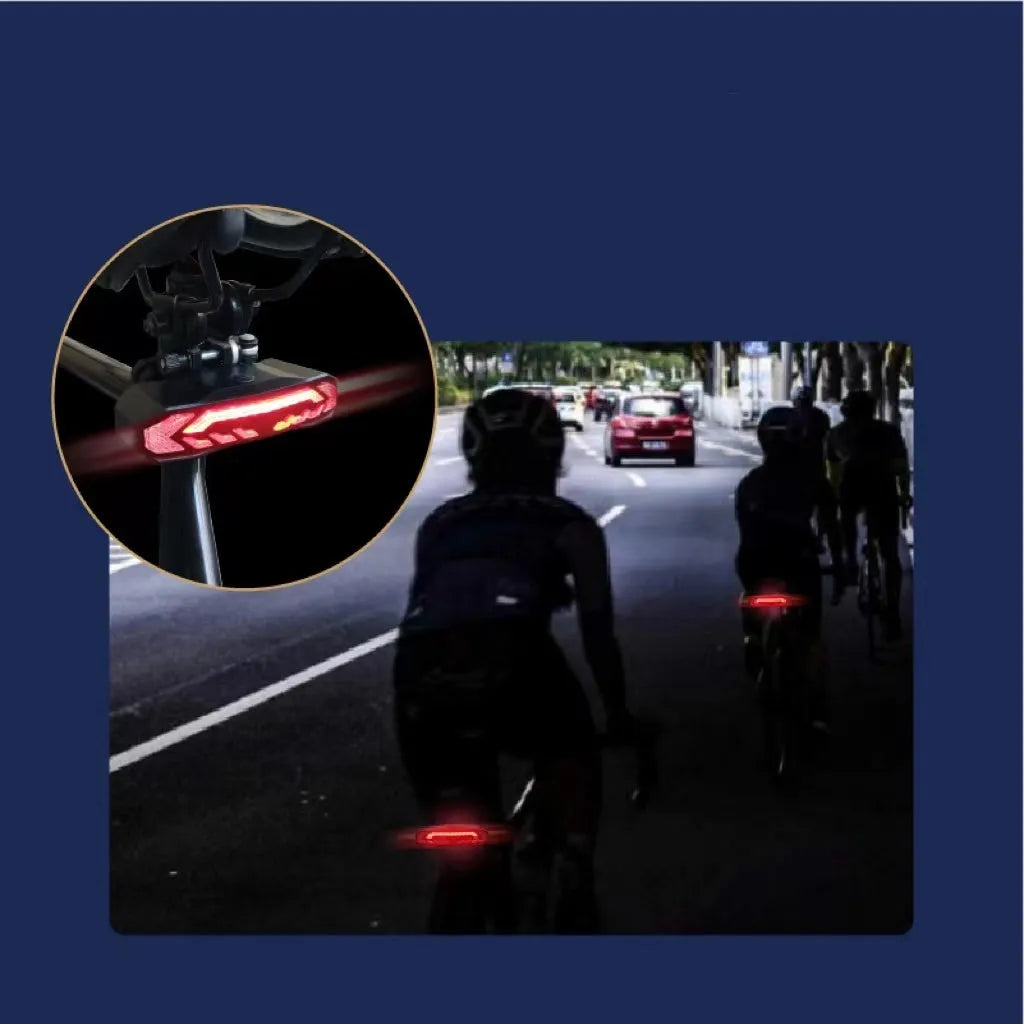 USB rechargeable bike brake taillight with LED light, remote control, and waterproof casing for mountain bicycle safety