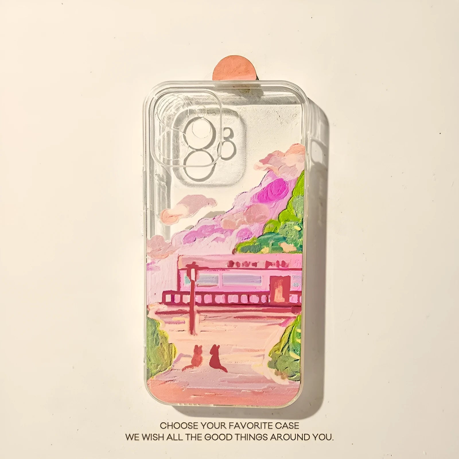 Soft silicone mobile phone case with a two-cat cartoon design for Apple iPhones
