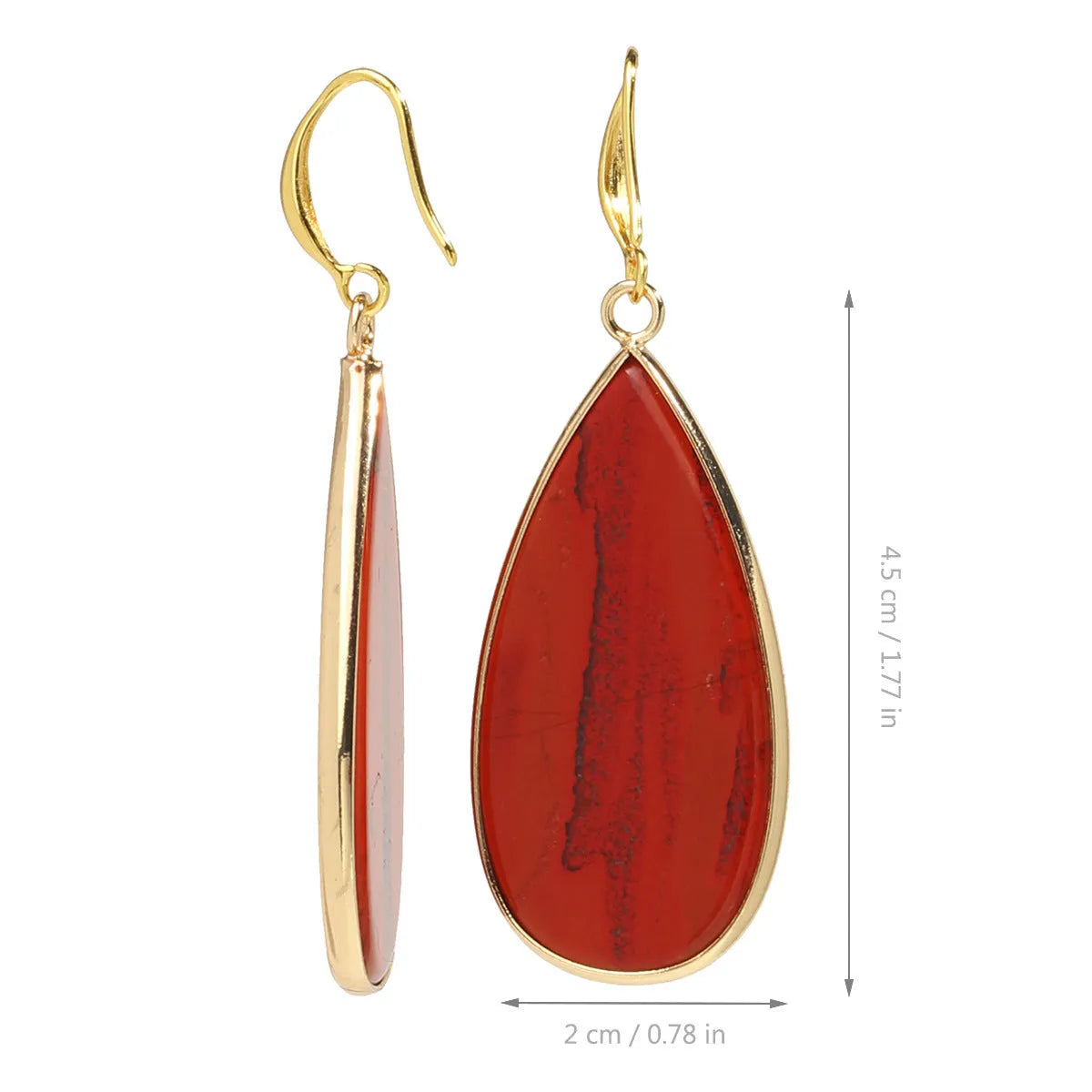 Vintage long water drop stone earrings in Tigereye, amethyst, pink crystal, Redstone and turquoise colours