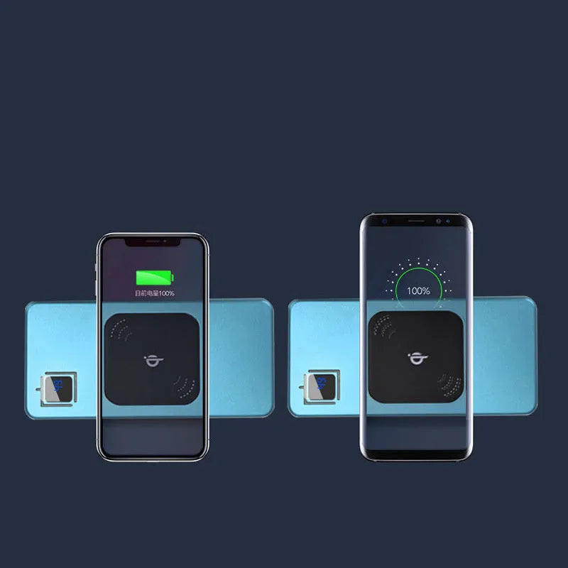 Black mobile power bank with LCD display showing battery percentage, alloy casing
