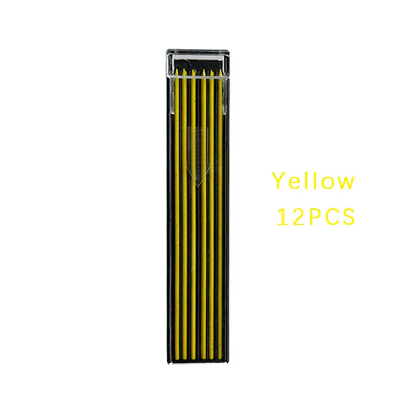 Boxed mechanical pencil replacement leads pack of 12 in rainbow colours in plastic container