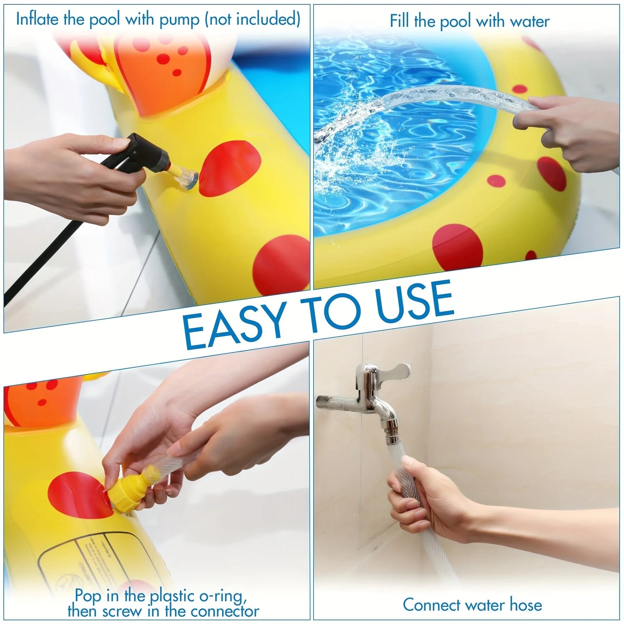 Blue dinosaur-shaped inflatable pool with shark design measuring 170cm long for kids' water play