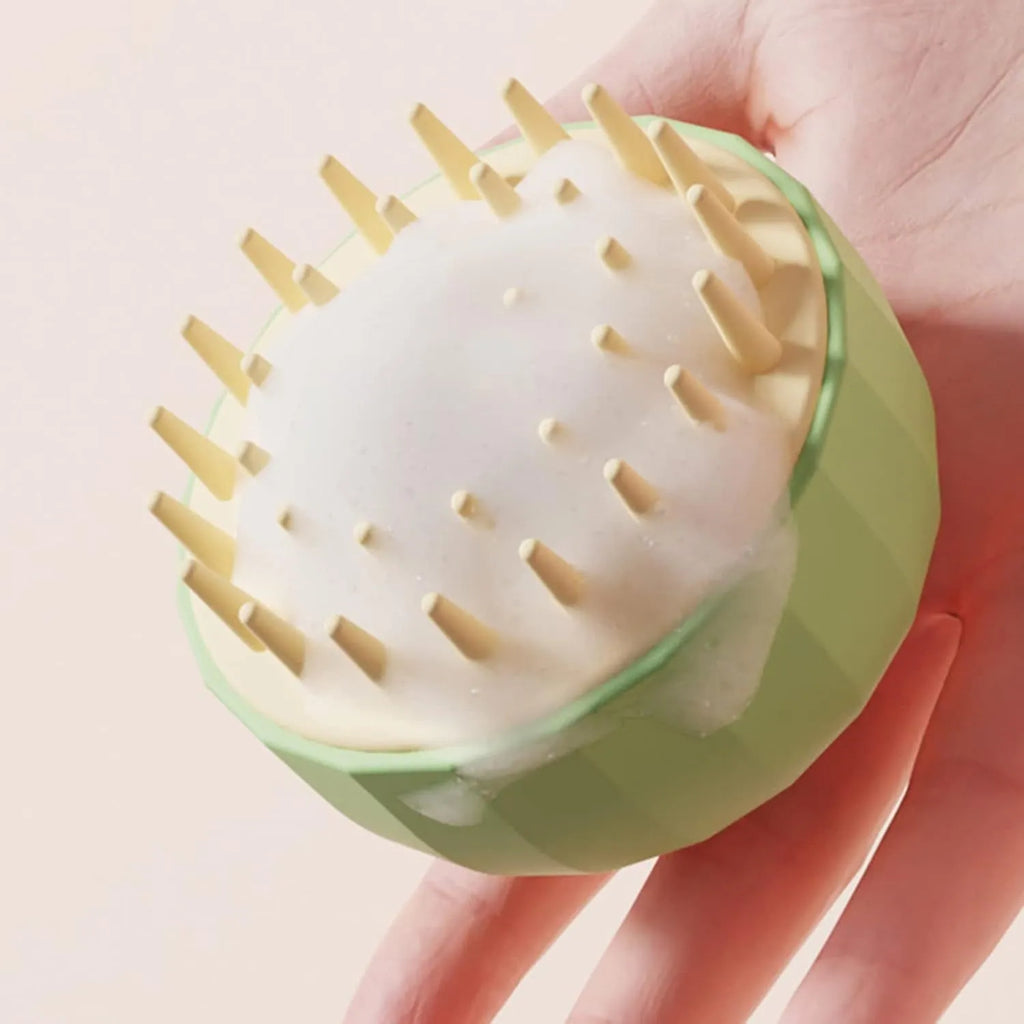 Green pink white pet bath massage brush with drainage holes for dogs and cats grooming