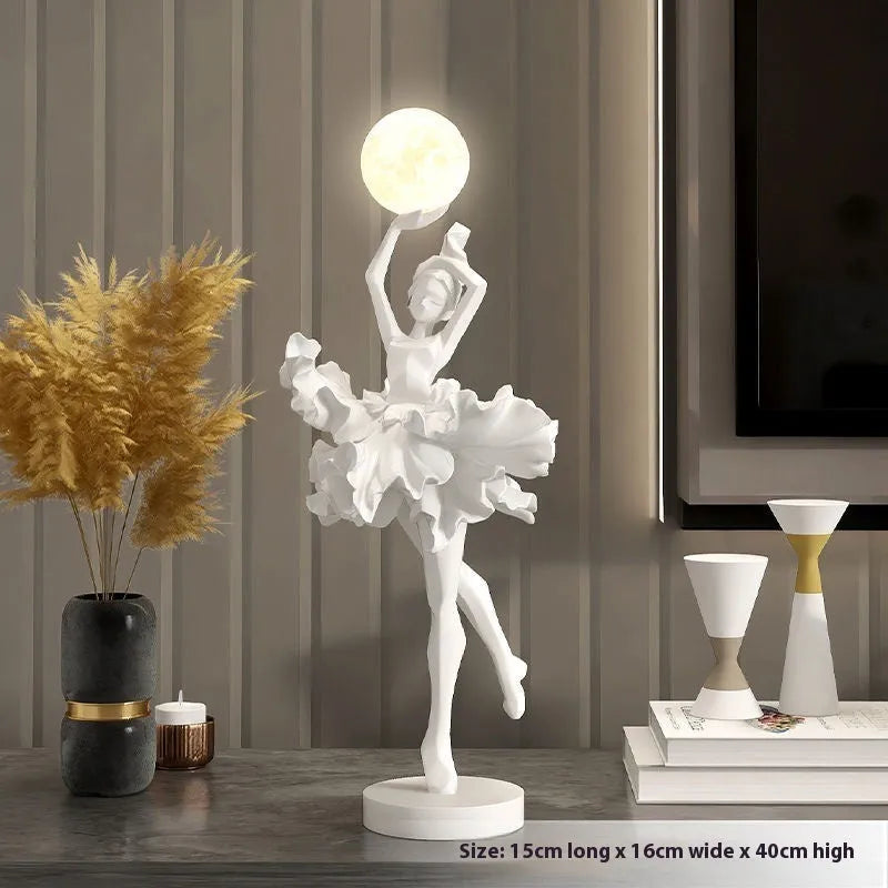 Art girl atmosphere modern USB night lamp in black gold, white, pink, or light blue colour.