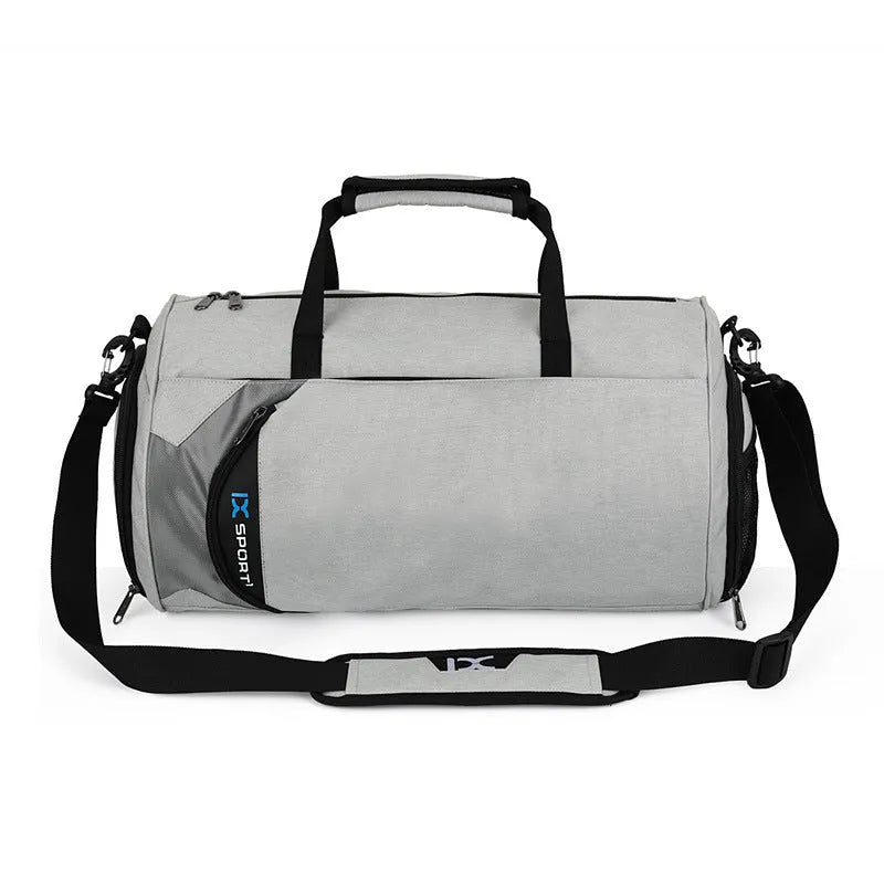 Men's waterproof nylon sports training bag with trolley strap and wet-dry separation, 45x26x26cm, in black