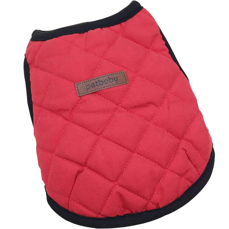 Cotton sleeveless dog vest in Apricot, Blue or Red, sizes XS to XXL with 20-45cm back length