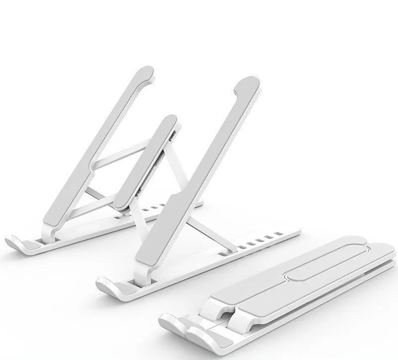 P1 foldable laptop stand in charm black showing adjustable lifting mechanism with ABS and silicone construction