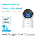 Zhou Shi indoor wireless wifi security camera with large screen, plastic shell, and screw-fixed bracket.