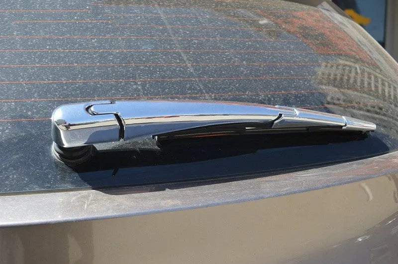 Set of four silvery ABS plastic rear window wiper cover trims for a Hyundai car