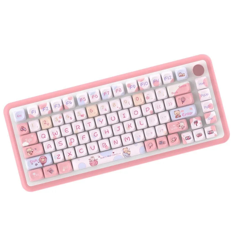 Sweet Cotton Candy coloured PBT keycap set for mechanical keyboards showing pink and blue design