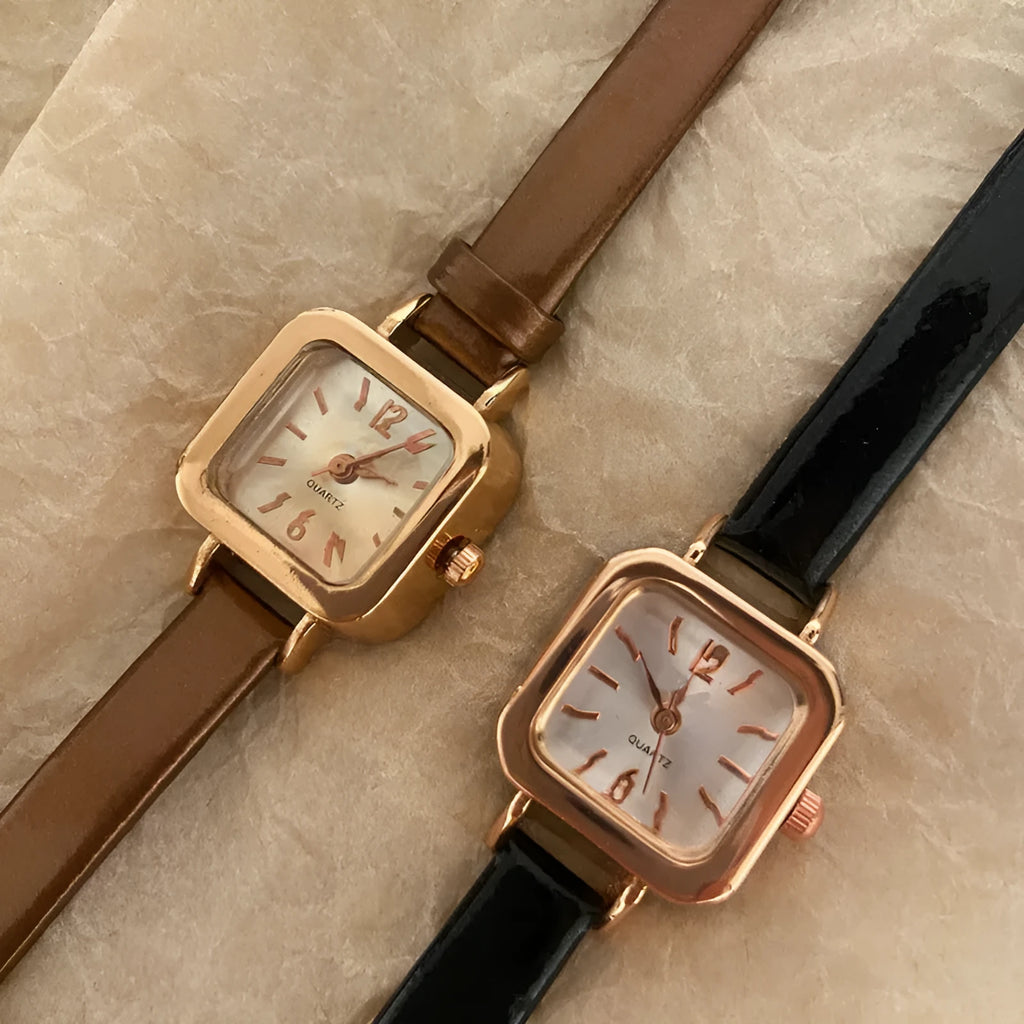 Women's retro fashion wristwatch with alloy case in 10mm thickness showing colour options