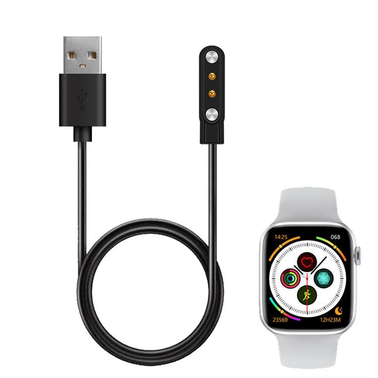 Black magnetic USB smart watch charger, 8cm x 4cm x 1cm, with 100cm or 60cm cable