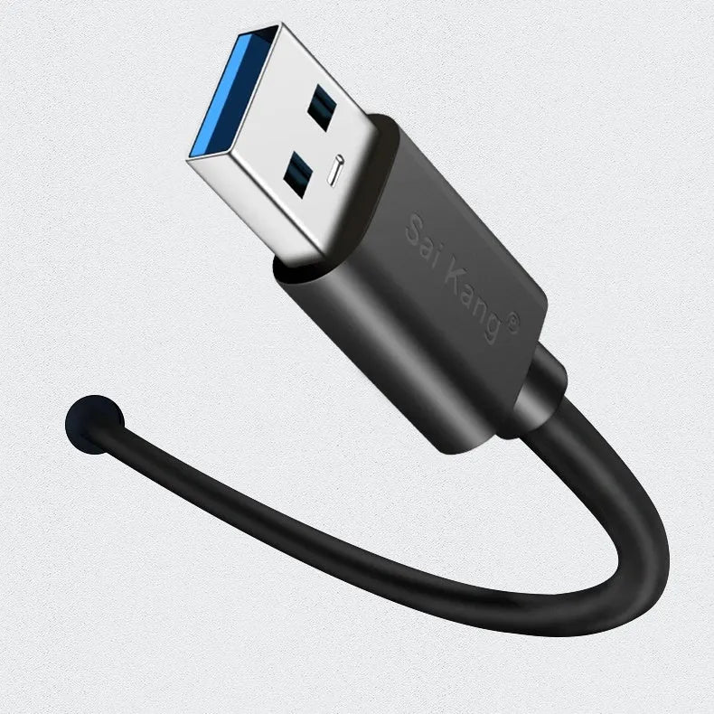 Black USB 3.0 and USB 2.0 extension cable with male and female connectors showing double-shielded construction